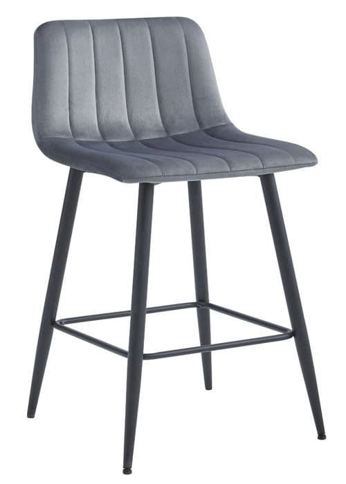 MADAME MEUBLE | Set av 2 Barstolar POZZA | Ergonomisk Design | Mörkgrå Sammet
