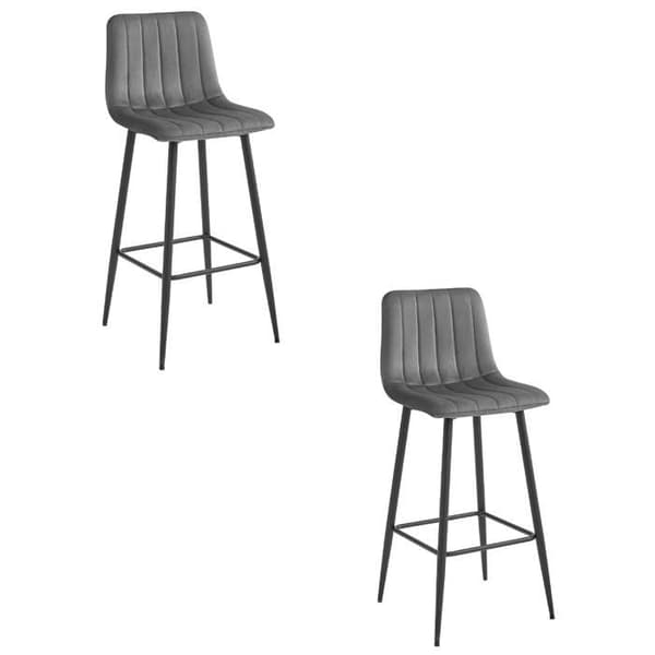 MADAME MEUBLE | Set av 2 Barstolar POZZA | Ergonomisk Design | Mörkgrå Sammet