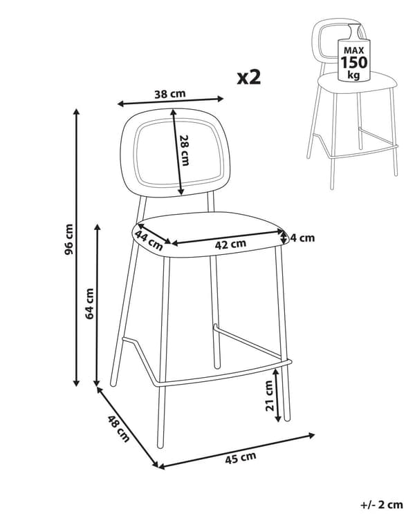 Sett med 2 Barstoler Lysegrønn Imitert Lin Svart Jernramme Benkehøyde Sete Spisestuemøbler Moderne Design