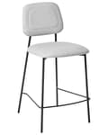 Miniatyrbilde 4 av 9: Sett med 2 Barstoler Lysegrønn Imitert Lin Svart Jernramme Benkehøyde Sete Spisestuemøbler Moderne Design