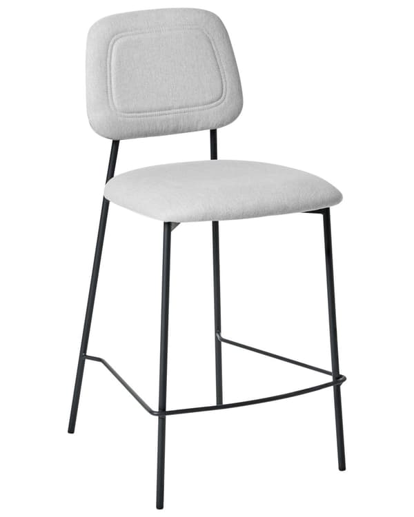 Sett med 2 Barstoler Lysegrønn Imitert Lin Svart Jernramme Benkehøyde Sete Spisestuemøbler Moderne Design