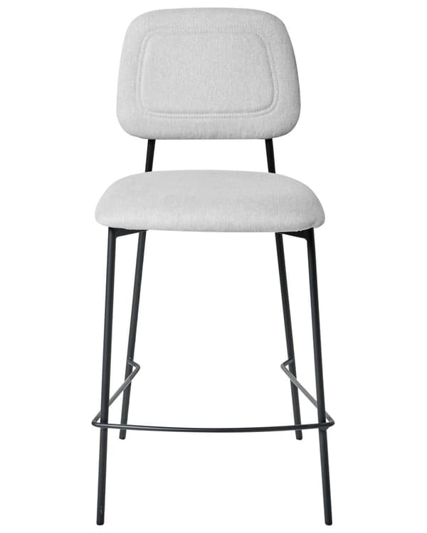 Sett med 2 Barstoler Lysegrønn Imitert Lin Svart Jernramme Benkehøyde Sete Spisestuemøbler Moderne Design