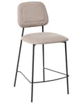 Miniatyrbilde 4 av 8: Sett med 2 Barstoler Taupe Imitert Lin Svart Jernramme Benkehøyde Sete Spisestuemøbler Moderne Design