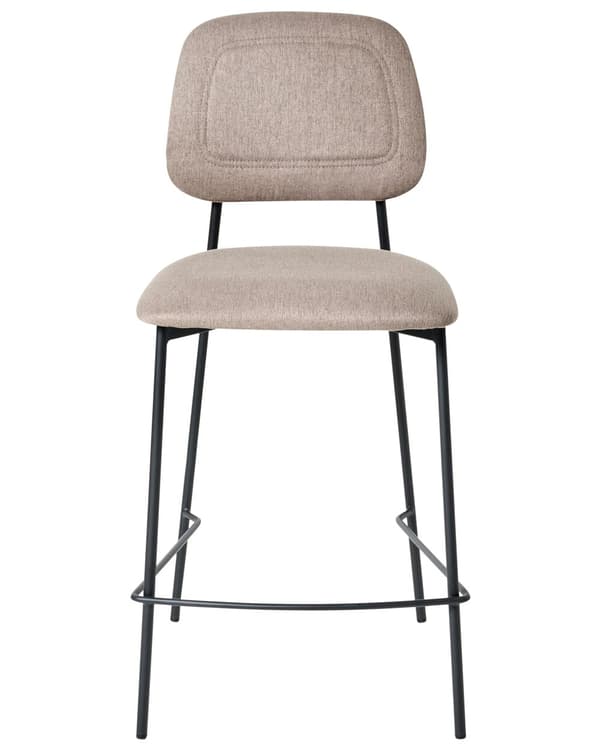 Sett med 2 Barstoler Taupe Imitert Lin Svart Jernramme Benkehøyde Sete Spisestuemøbler Moderne Design
