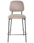 Miniatyrbilde 5 av 8: Sett med 2 Barstoler Taupe Imitert Lin Svart Jernramme Benkehøyde Sete Spisestuemøbler Moderne Design