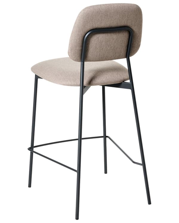 Sett med 2 Barstoler Taupe Imitert Lin Svart Jernramme Benkehøyde Sete Spisestuemøbler Moderne Design