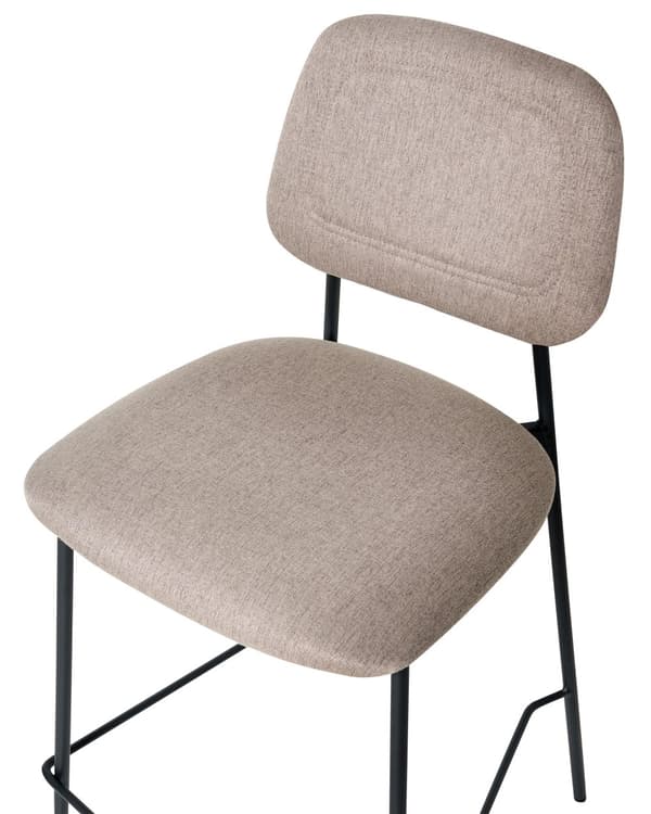 Sett med 2 Barstoler Taupe Imitert Lin Svart Jernramme Benkehøyde Sete Spisestuemøbler Moderne Design