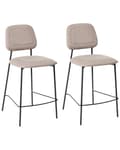 Miniatyrbilde 1 av 8: Sett med 2 Barstoler Taupe Imitert Lin Svart Jernramme Benkehøyde Sete Spisestuemøbler Moderne Design