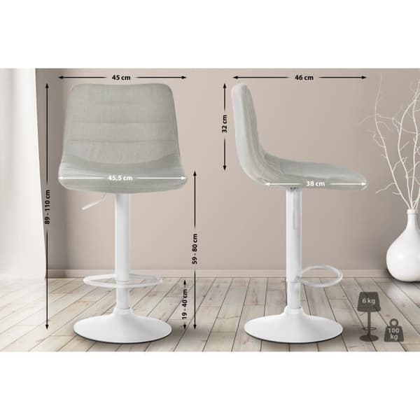 Lex Barpall i tyg Metall Base Justerbar höjd Svängbar - CLP - Kök - Creme - Beige