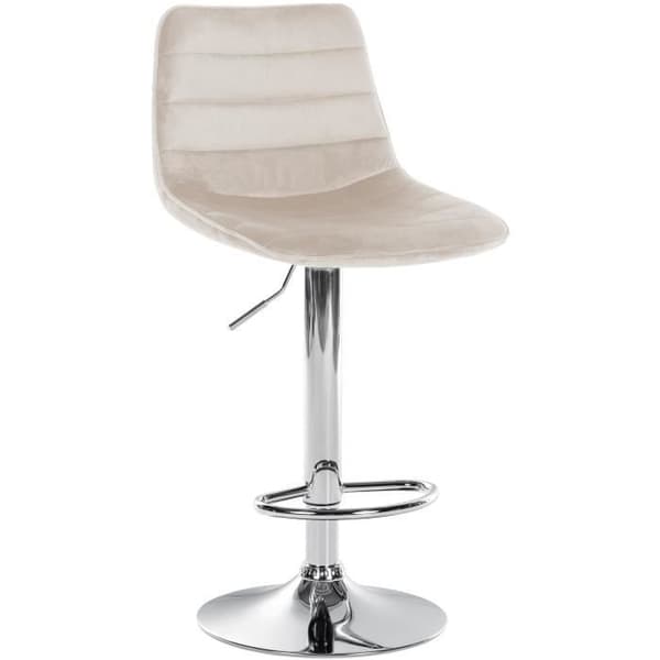 Lex Velvet Barpall Metal Base Justerbar Höjdsvirvel, Cream-Chrome