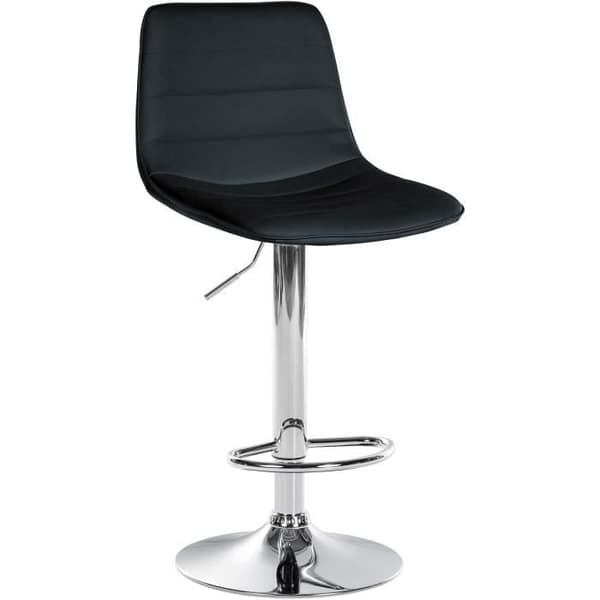 Barstol Lex i konstläder, metallfot, justerbar höjd, svängbar, svart - krom