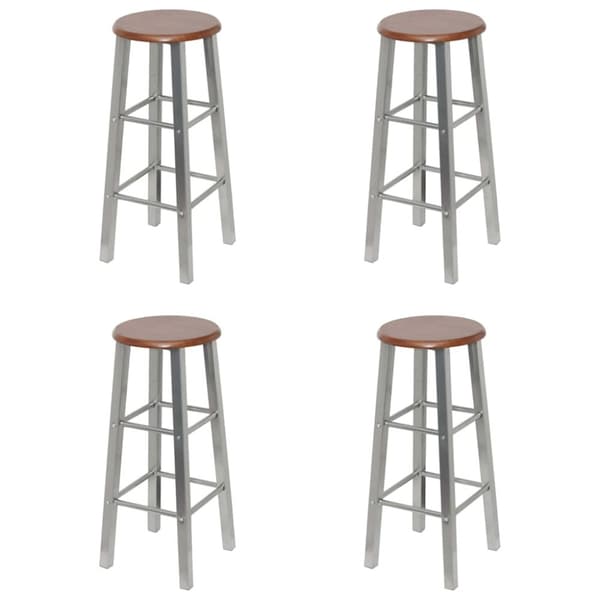 Barstolar 4 st silver och brun MDF