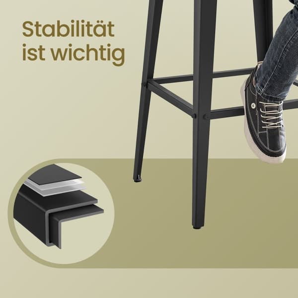 Barstolar - uppsättning av 2 - med ryggstöd - esszwart - bläck -svart