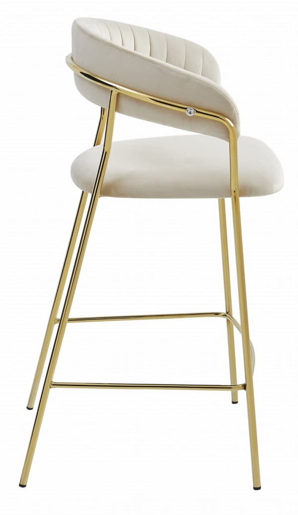 BADIA pall - beige sammet / guldfärgade ben x 2