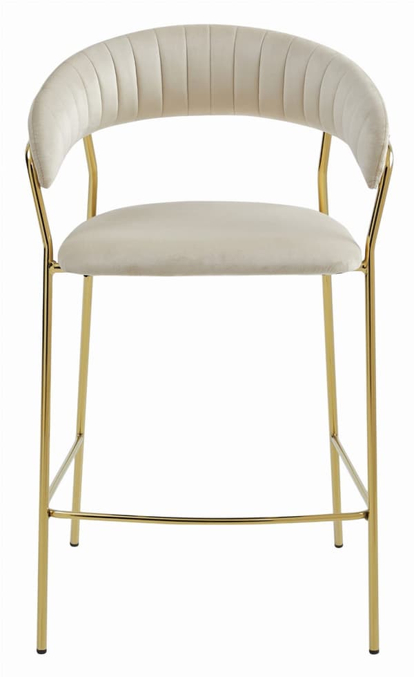 BADIA pall - beige sammet / guldfärgade ben x 2