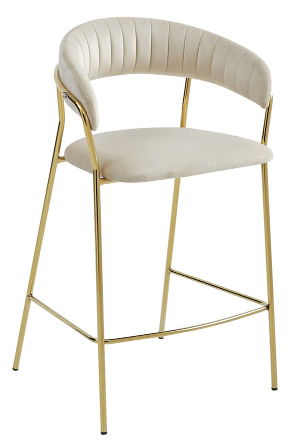 BADIA pall - beige sammet / guldfärgade ben x 2