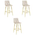 Miniatyrbillede 1 af 8: NADO skammel - beige velour / GULD ben x 3