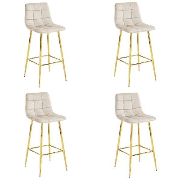 ARCETO pall - beige sammet / GULDfärgade ben x 4