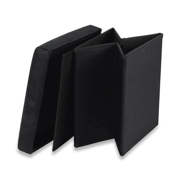 Hopfällbar puff M - 30x30x30cm sammet svart