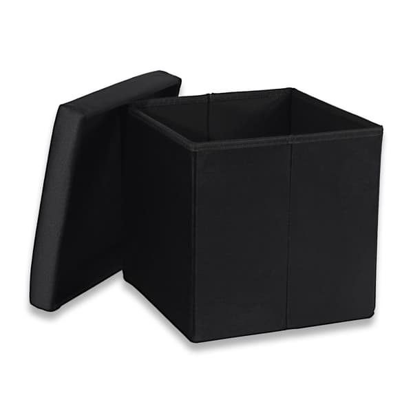 Hopfällbar puff M - 30x30x30cm sammet svart