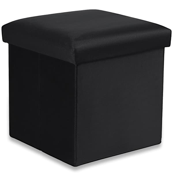 Hopfällbar puff M - 30x30x30cm sammet svart