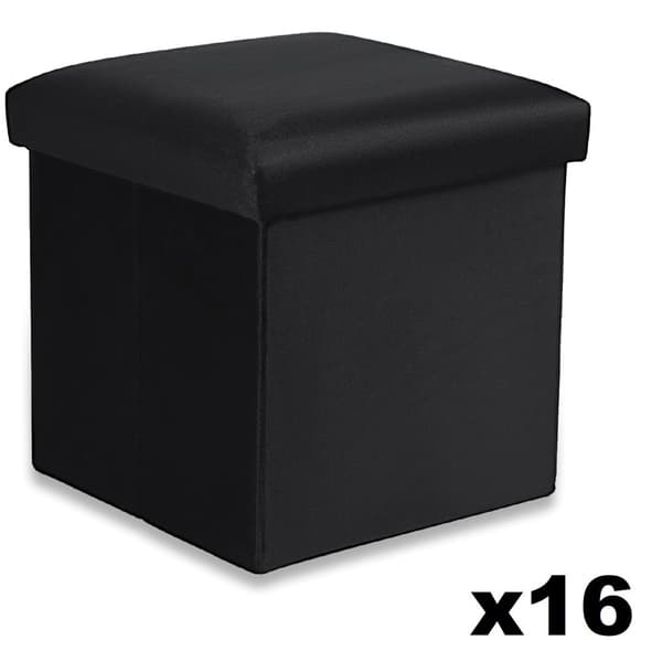 Hopfällbar puff M - 30x30x30cm sammet svart x 16