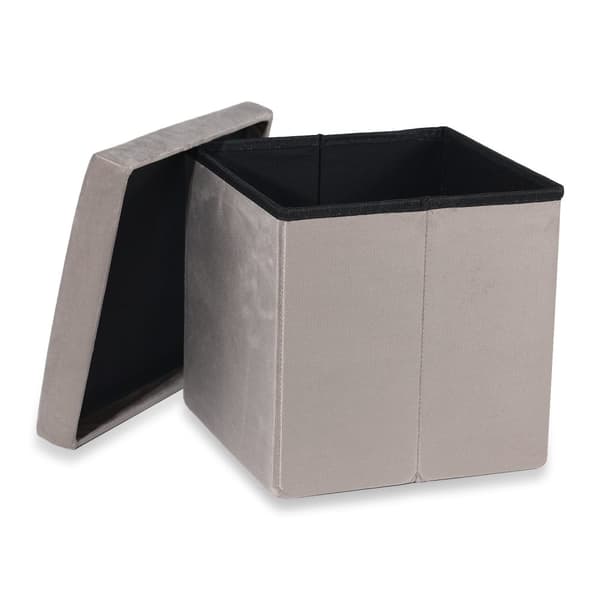 Hopfällbar puff M - 30x30x30cm beige sammet x 16
