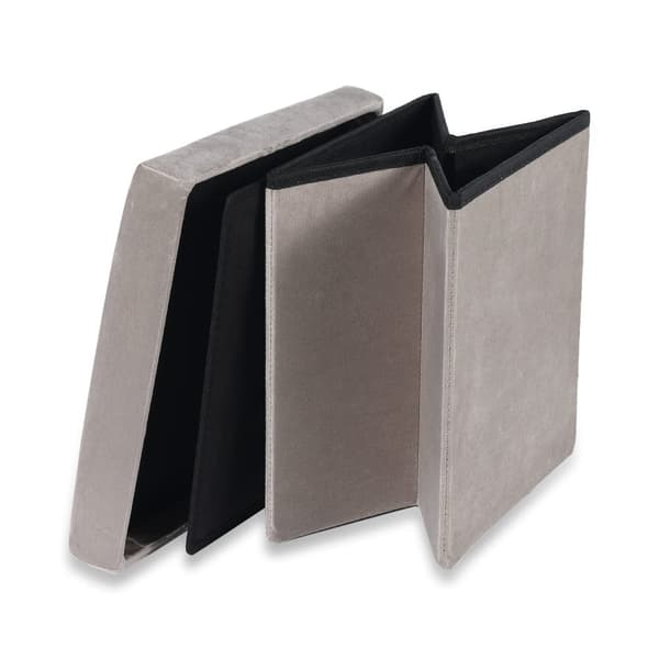 Hopfällbar puff M - 30x30x30cm beige sammet x 16