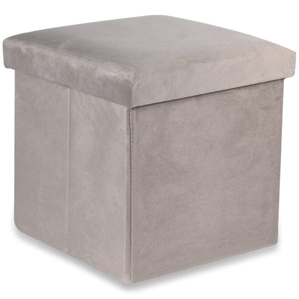 Hopfällbar puff M - 30x30x30cm beige sammet x 16