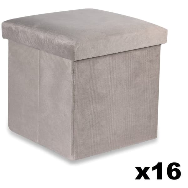 Hopfällbar puff M - 30x30x30cm beige sammet x 16