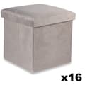 Miniatyrbild 1 av 5: Hopfällbar puff M - 30x30x30cm beige sammet x 16