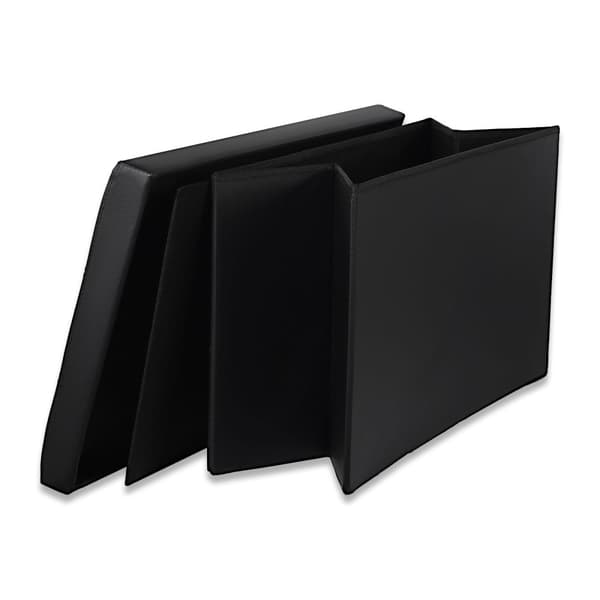 XXL hopfällbar puff med knappar - 80x40x40cm svart eko-läder