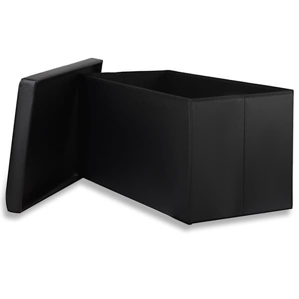 XXL hopfällbar puff med knappar - 80x40x40cm svart eko-läder