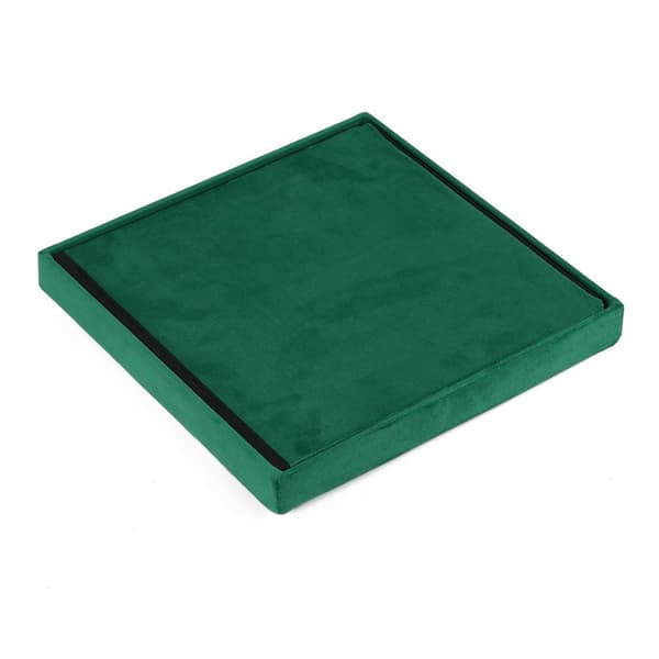 Hopfällbar puff L med knappar - 38x38x38cm sammet grön x 8