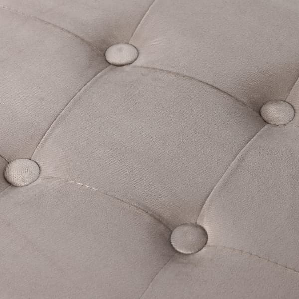 Hopfällbar puff L med knappar - 38x38x38cm beige sammet