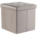 Miniatyrbild 1 av 5: Hopfällbar puff L med knappar - 38x38x38cm beige sammet