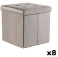 Miniatyrbild 1 av 6: Hopfällbar puff L med knappar - 38x38x38cm beige sammet x 8