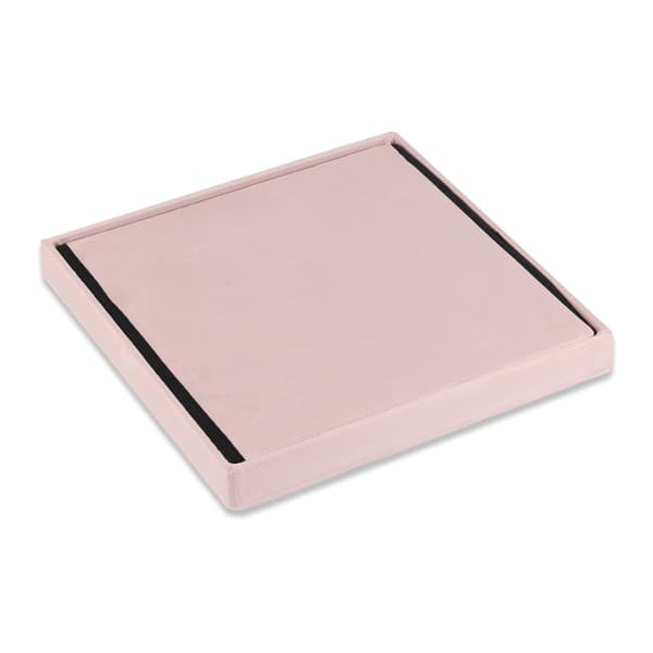 Hopfällbar puff L med knappar - 38x38x38cm sammet rosa x 8