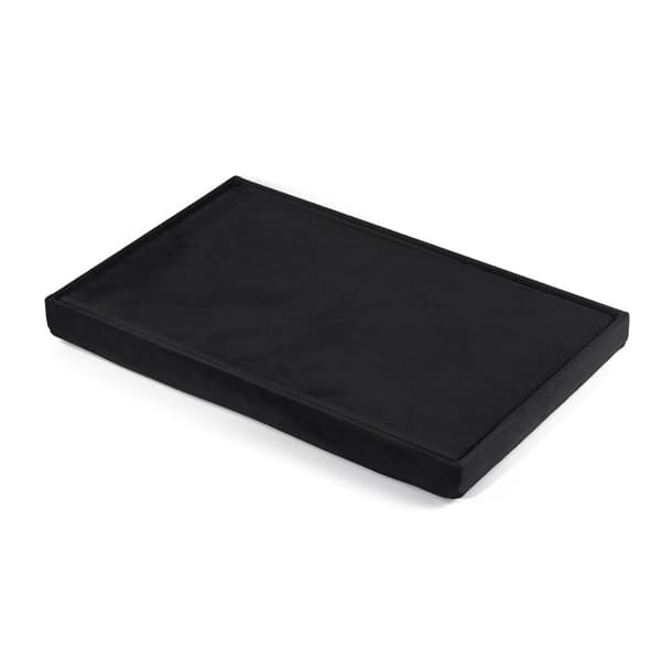 Hopfällbar puff XL med knappar - 60x38x38cm sammet svart