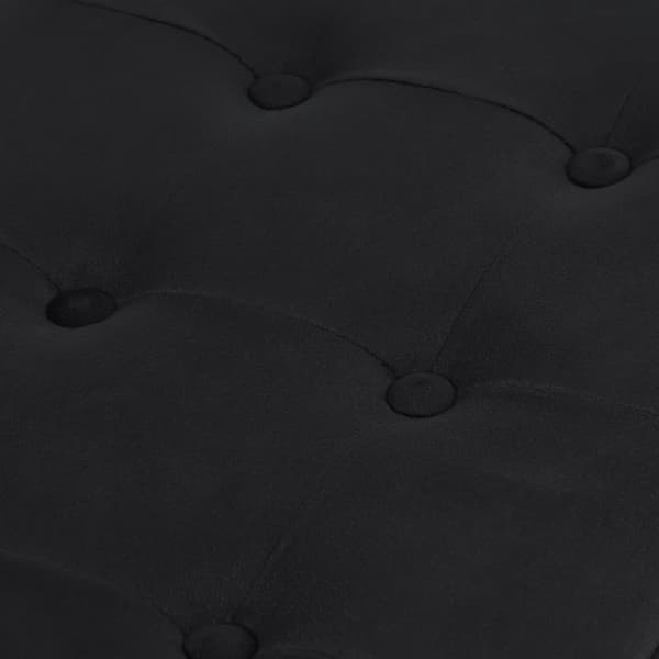 Hopfällbar puff XL med knappar - 60x38x38cm sammet svart