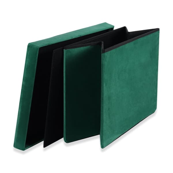 Kokoontaitettava rahi XL napeilla - 60x38x38cm samettivihreä x 4