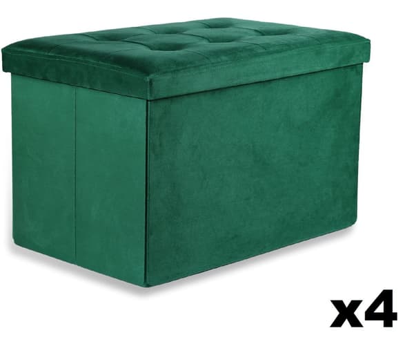 Kokoontaitettava rahi XL napeilla - 60x38x38cm samettivihreä x 4
