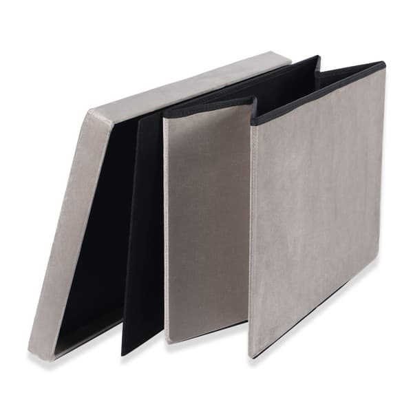 Hopfällbar puff XL med knappar - 60x38x38cm beige sammet x 4