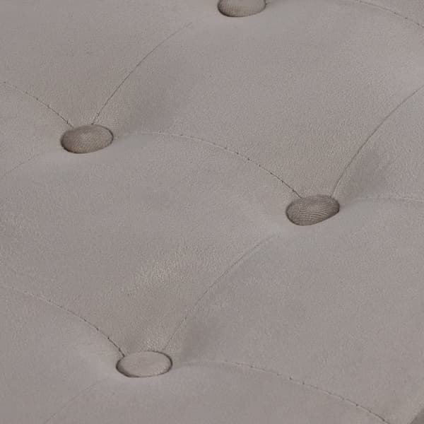 Hopfällbar puff XL med knappar - 60x38x38cm beige sammet x 4