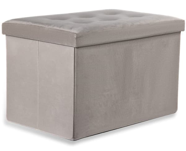 Hopfällbar puff XL med knappar - 60x38x38cm beige sammet x 4