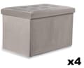 Miniatyrbild 1 av 6: Hopfällbar puff XL med knappar - 60x38x38cm beige sammet x 4