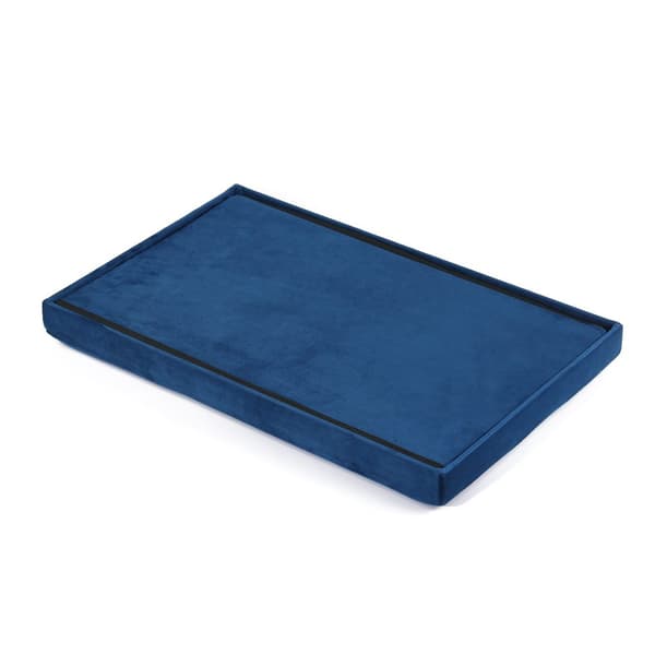 Hopfällbar puff XL med knappar - 60x38x38cm marinblå sammet