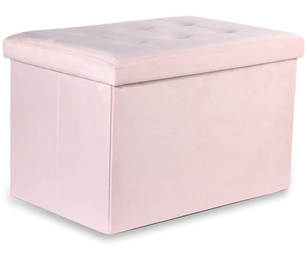 Kokoontaitettava rahi XL napeilla - 60x38x38cm sametti pinkki