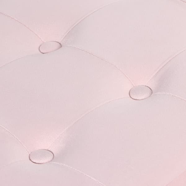 Hopfällbar puff XL med knappar - 60x38x38cm sammet rosa x 4
