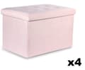 Miniatyrbild 1 av 6: Hopfällbar puff XL med knappar - 60x38x38cm sammet rosa x 4